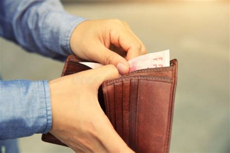 Hands Taking Out Money From Wallet Stock Photo Image Of Banknote