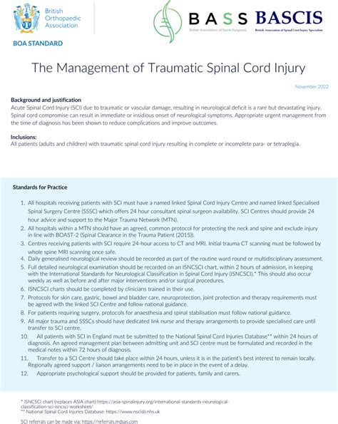 The Management Of Traumatic Spinal Cord Injury Injury