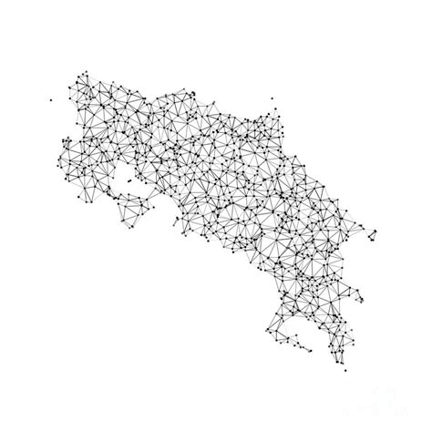 Costa Rica Map Network Black And White Digital Art By Frank Ramspott