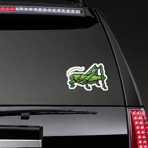 Vector Pixel Art Grasshopper Cartoon Sticker