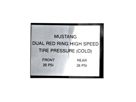 Mustang Glove Box Tire Pressure Decal W Red Line Tires 1965 1966 EBay