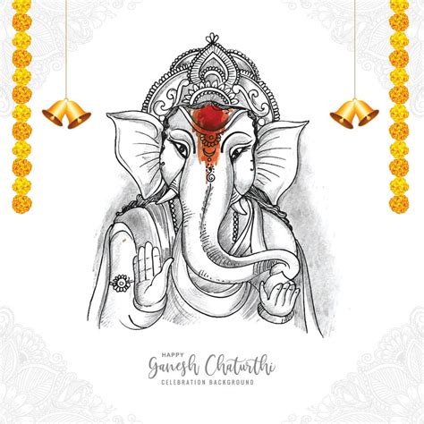 Hand draw sketch lord ganesh chaturthi beautiful holiday card ...