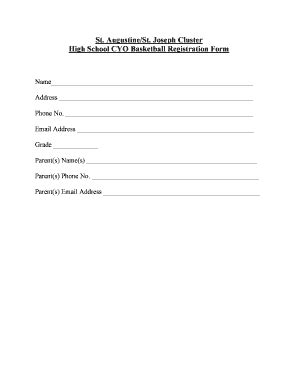 Fillable Online Cyo Registration Form Staugiecom Fax Email Print