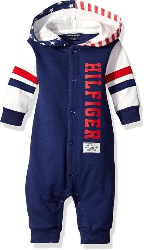 Tommy Hilfiger Baby Boys Flag Hooded Coverall Navy 6 9