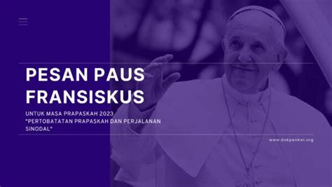 Pesan Paus Fransiskus Untuk Masa Prapaskah Departemen