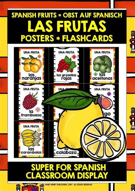 Spanish Fruits Flashcards Posters Unterrichtsmaterial Im Fach