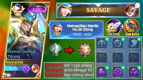 Wtf Damage Zilong Savage Vs New Zilong Best Build Emblem Set