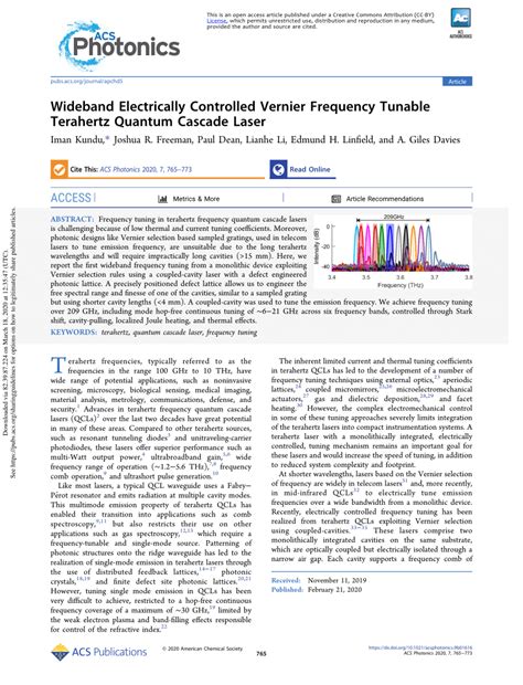 PDF Wideband Electrically Controlled Vernier Frequency Tunable