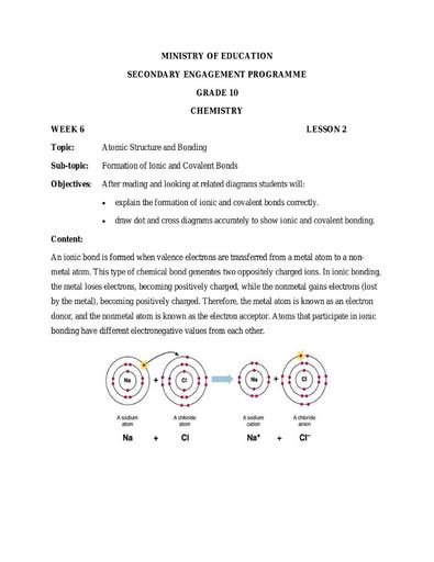 Grade 10 Worksheets Chemistry