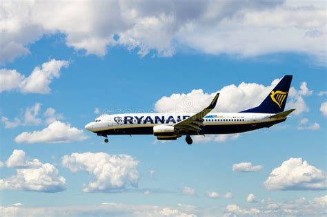 Ryanair Plane Landing At Barcelona Airport Editorial Photography