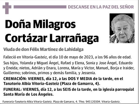 Milagros Cort Zar Larra Aga Esquela Necrol Gica El Correo