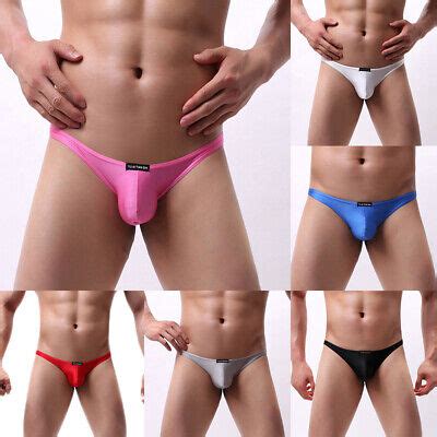 Us Men Silk Bikini Briefs Bulge Pouch Underwear Thong Underpant Panties Lingerie Ebay