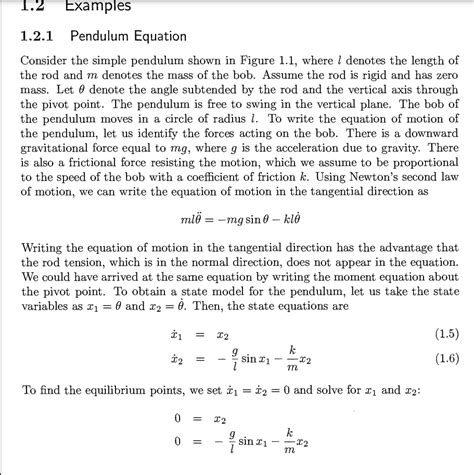 Solved 1.2.1 Pendulum Equation Consider the simple pendulum | Chegg.com