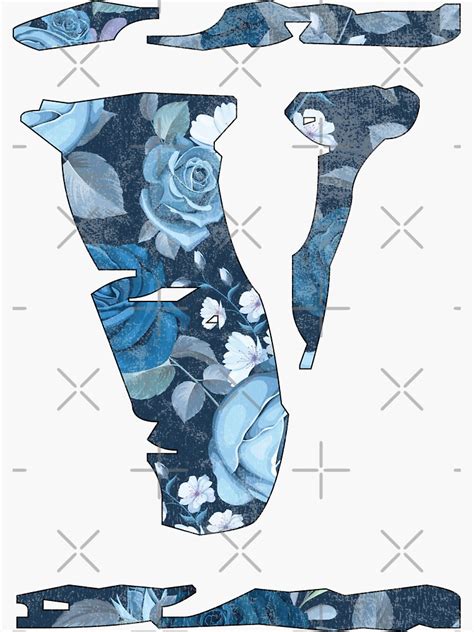 Vlone Blue Flowers Sticker By L7rach2 Redbubble