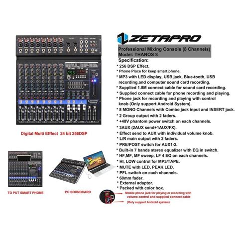 Mixer Audio Zetapro Thanos Mixer Zetapro Thanos Ch Mixing Consule