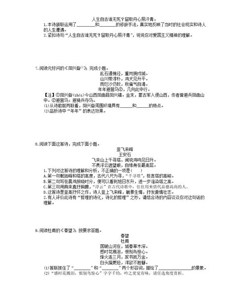 2023年中考语文三轮冲刺复习练习：诗词鉴赏 含详解 教习网试卷下载