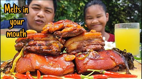 MELTS IN YOUR MOUTH BRAISED PORK BELLY MUKBANG OUTDOOR COOKING Cooking