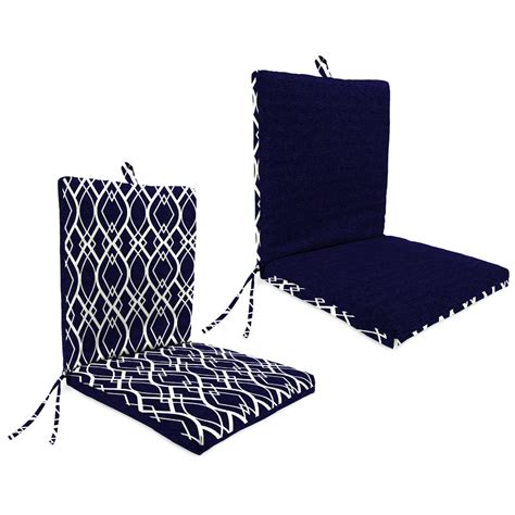 Mainstays 1 Piece Outdoor Chair Cushion Navy Trellis