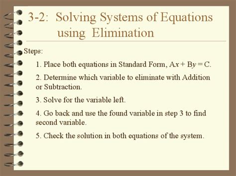 Solving Systems Of Equations By Elimination Ppt For 8th 10th Grade