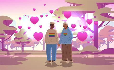 Premium Vector Gays Couple In Love Holding Hands Lgbt Rainbow Flag