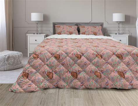 Floral Comforter And Sham Bedding Set Pastel Colored Bouquet Gardening