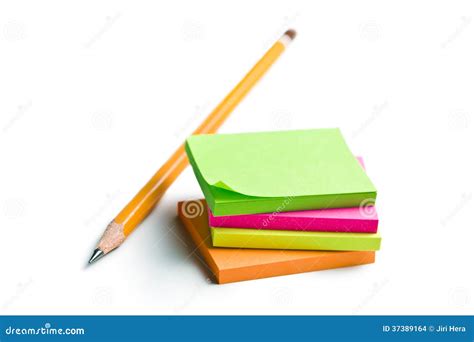 Sticky Notes With Pencil Stock Photo Image Of Notice 37389164