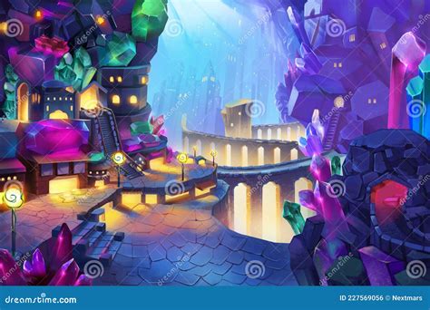 Underground City Fantasy Illustration Stock Illustration - Illustration ...