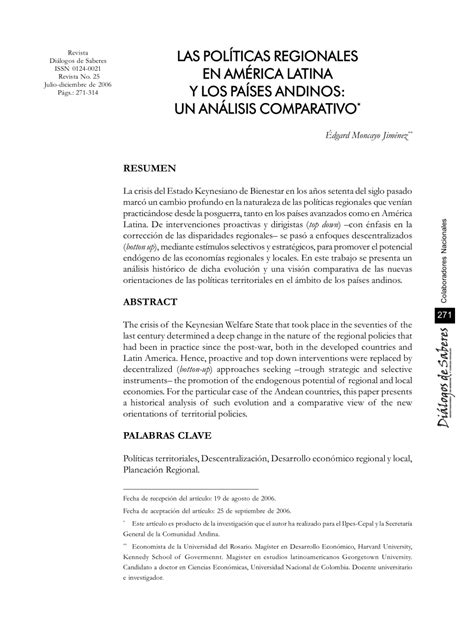 Pdf Las Pol Ticas Regionales En Am Rica Latina Y Los Pa Ses Andinos Un An Lisis Comparativo