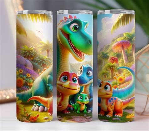 Dinosaurs Tumbler Wrap Dinosaur Sublimation Designs Colorful Instant