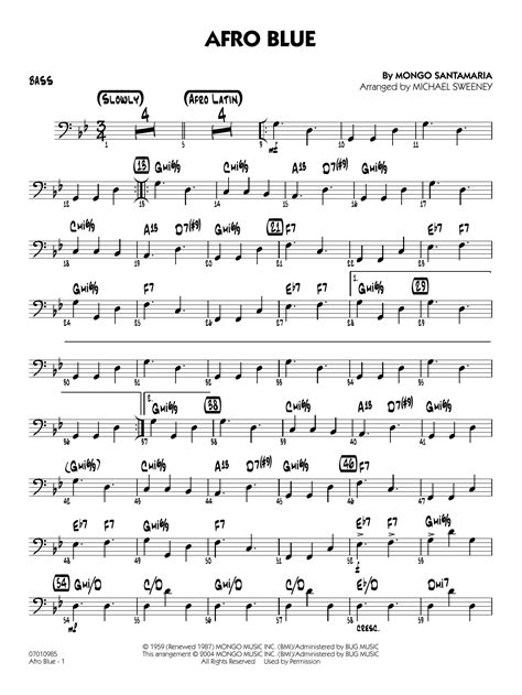 Afro Blue Arr Michael Sweeney Bass By John Coltrane Sheet Music For Jazz Ensemble At Sheet