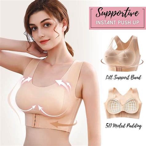 Selone Everyday Bras For Women Push Up No Underwire Padded Front Closure Front Clip Zip Front