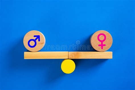 Gender Equality Concept Male And Female Symbol Balancing On Seesaw Stock Image Image Of