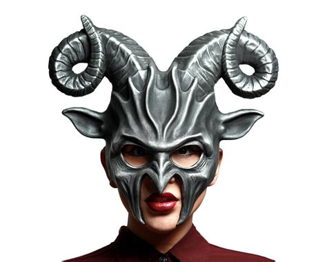 Demonic Horned Devil Metallic Finish Half Face Mask