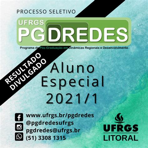 Resultado da Seleção 2021 1 para Aluno Especial PGDREDES PGDREDES