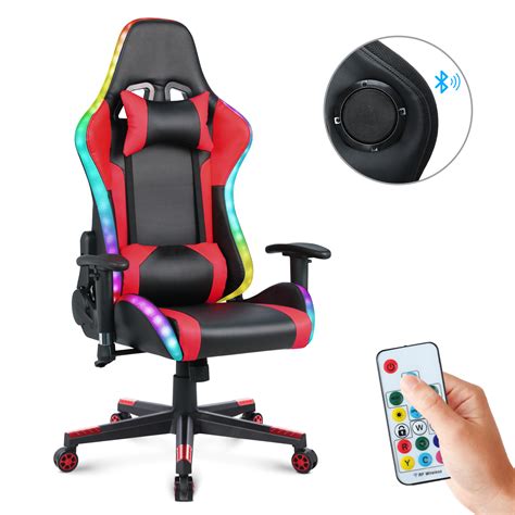 Chaise Gaming Fauteuil Gamer avec haut parleur Bluetooth et lumière LED