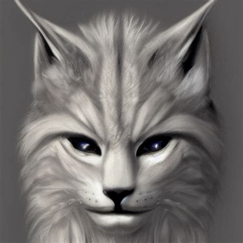 Krea Ai Sketch Of White Anthropomorphic Lynx Cat Portrait