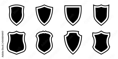 Set Of Police Badge Shape Vector Military Shield Silhouettes Security