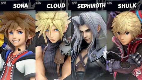 Super Smash Bros Ultimate Sora Vs Cloud Vs Sephiroth Vs Shulk Youtube