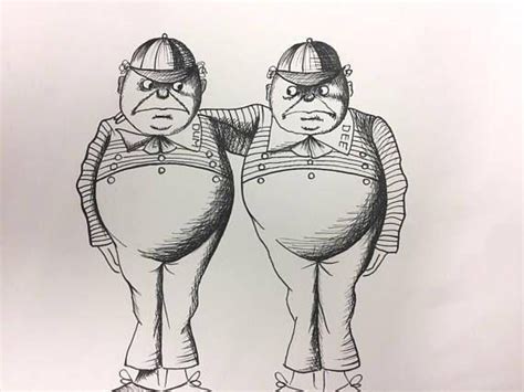 Alice In Wonderland Tweedle Dee And Dum Ink Drawing Alice In Wonderland