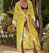 Damen Strandkleid Bikini Cover Up Lang Spitze Kimono Strandponcho Sommer Beachwear Badeanzug