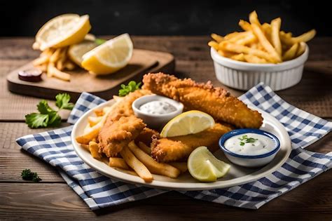 Un Plato De Pescado Y Papas Fritas Con Una Guarnici N De Lim N Foto