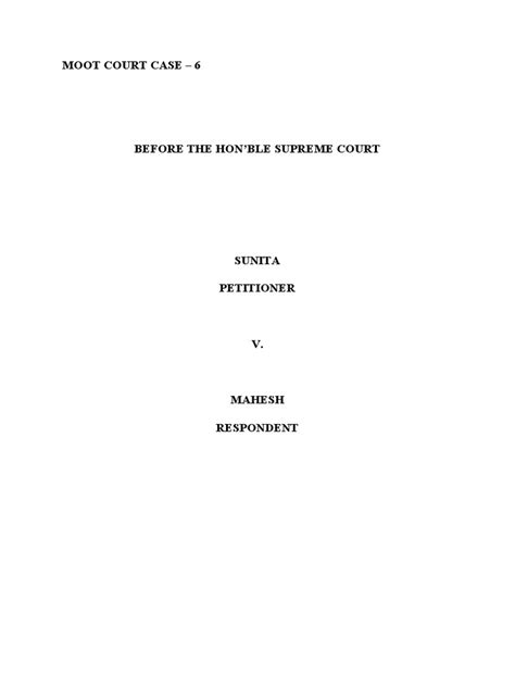 Moot Court Case | PDF | Marriage | Divorce