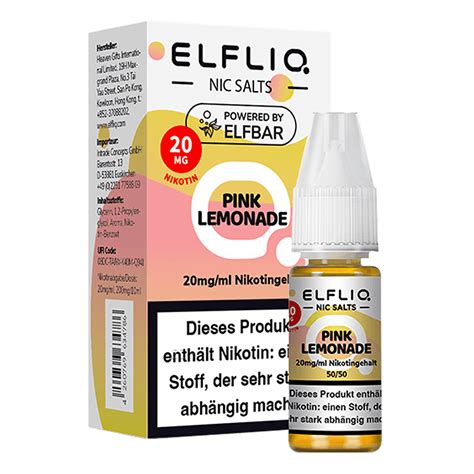 Elf Bar Elfliq Pink Lemonade 10 Ml Nikotinsalz Nikotinsalz Liquid