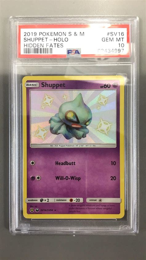 2019 Pokemon Sun Moon Hidden Fates Sv16 Shuppet Holo PSA 10 GameStop