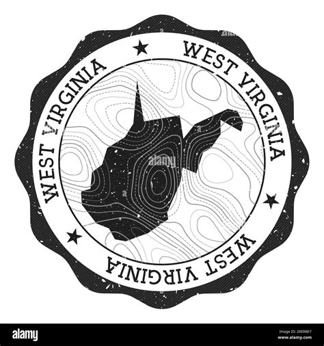 West Virginia Outdoor Stamp Round Sticker With Map Of Us State With