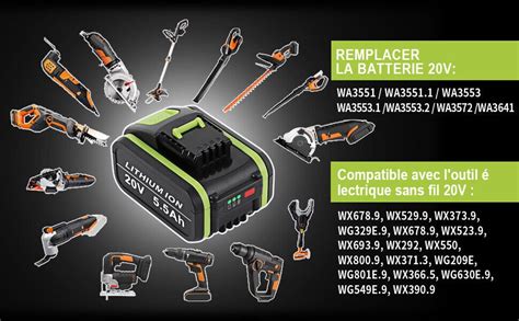 Packs De Batterie V Mah Pour Worx Wa Batterie Li Ion De