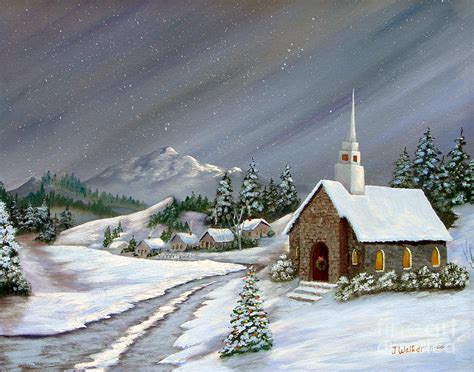 Christmas Church Painting by Jerry Walker - Pixels