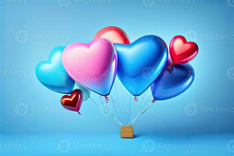 Heart Shaped Balloons on Blue Background 25519158 Stock Photo at Vecteezy