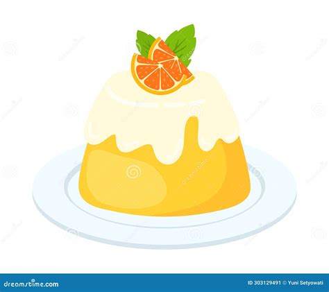 Orange Pudding Panna Cotta Cute Cartoon Vector Illustration Stock Vector Illustration Of