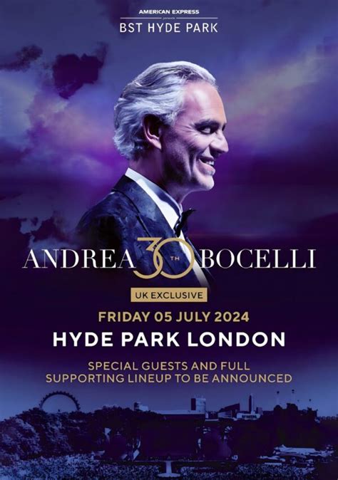 Andrea Bocelli British Summer Time Festival London Poster